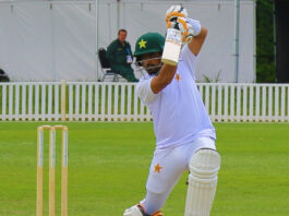 Pakistani cricketers take part in the intra-squad practice fixture Pakistani cricketers take part in the intra-squad practice fixture