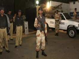 Rangers police arrested nine suspects during a search operation in Karachi Rangers police arrested nine suspects during a search operation in Karachi