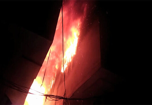 A fire broke out in a hosiery and shoe warehouse in Sargodha A fire broke out in a hosiery and shoe warehouse in Sargodha