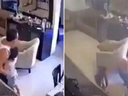 After the blast in Beirut, the father took his son in his arms and hide under a table After the blast in Beirut, the father took his son in his arms and hide under a table