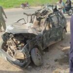 Muzaffargarh, a passenger van collided with a car, killing 6 people and injuring 15 others Muzaffargarh, a passenger van collided with a car, killing 6 people and injuring 15 others