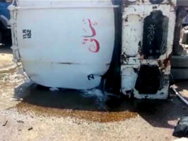 oil tanker went off on the national highway near Sakrand oil tanker went off on the national highway near Sakrand