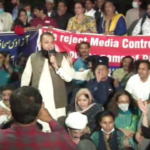 Journalists sit in front of Parliament against Media Development Authority Journalists sit in front of Parliament against Media Development Authority