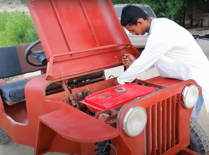 Khanewal: Matric Student build a car with an old motorcycle engine